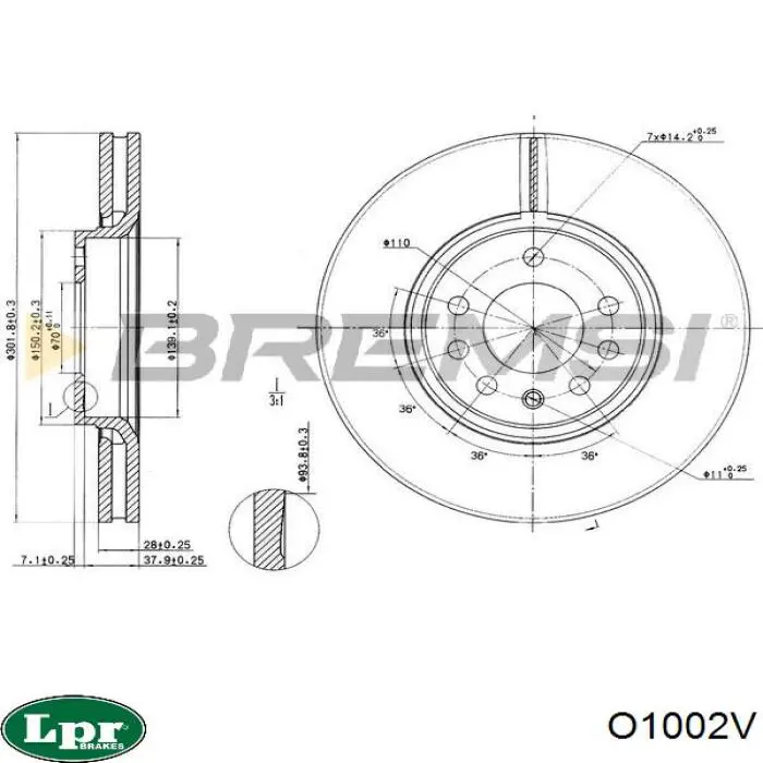 Купить O1002V LPR Ротор тормозной