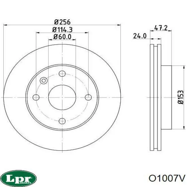 Тормоз дисковый передний LPR O1007V цена, от 28.16 USD