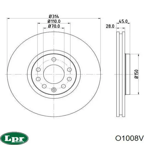 Передние тормозные диски O1008V LPR