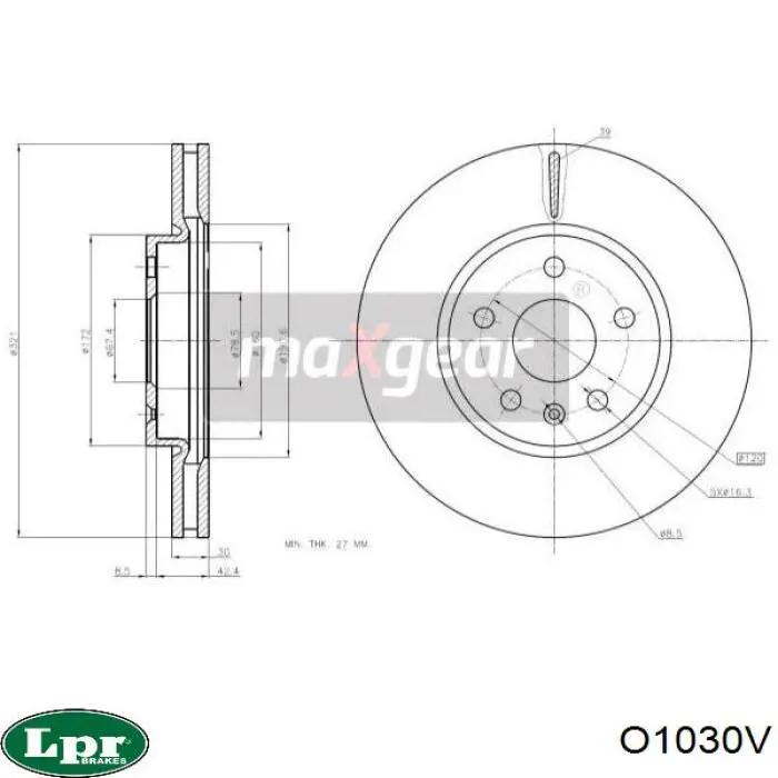 Передние тормозные диски O1030V LPR