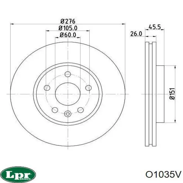 Передние тормозные диски O1035V LPR
