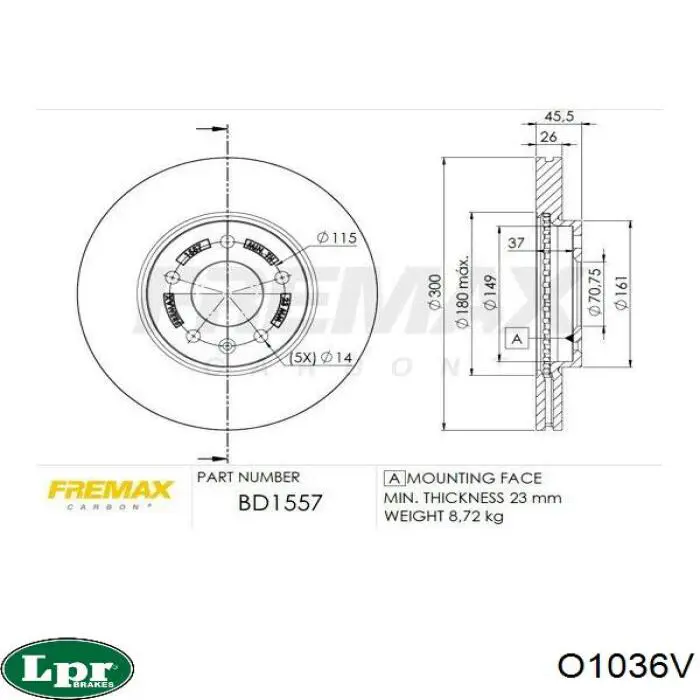 Купить O1036V LPR Ротор тормозной