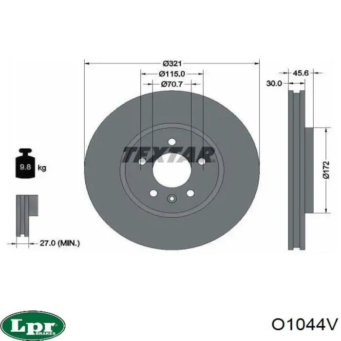 Купить O1044V LPR Ротор тормозной