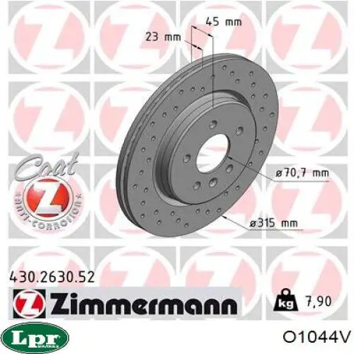 Передние тормозные диски O1044V LPR