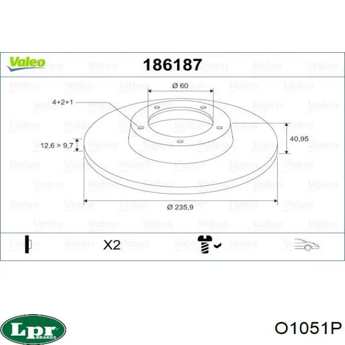 Тормоз дисковый передний LPR O1051P цена, от 18.78 USD