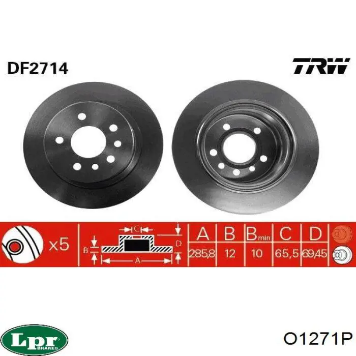 Задний тормозной диск LPR O1271P цена, от 30.63 USD