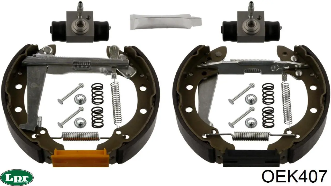 Колодки гальмівні задні барабанні, в зборі з циліндруми, комплект OEK407 LPR
