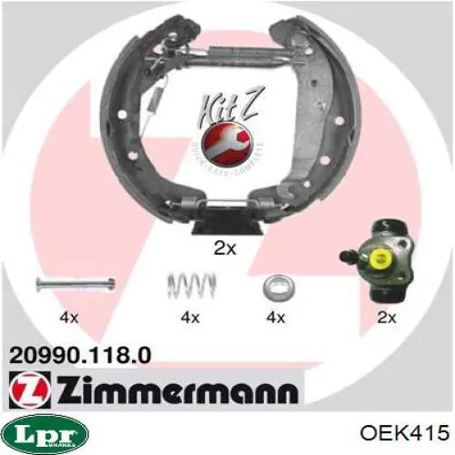 OEK415 LPR Барабанные тормозные колодки
