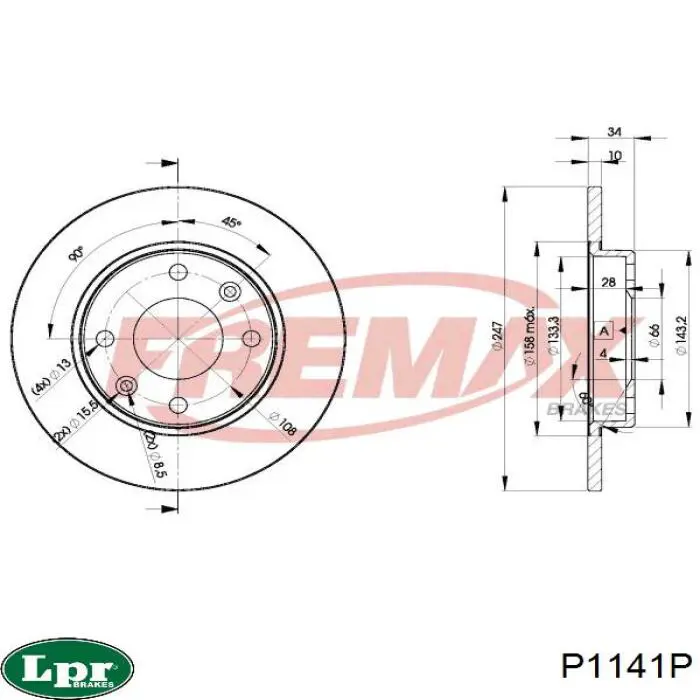 Купить P1141P LPR Ротор тормозной
