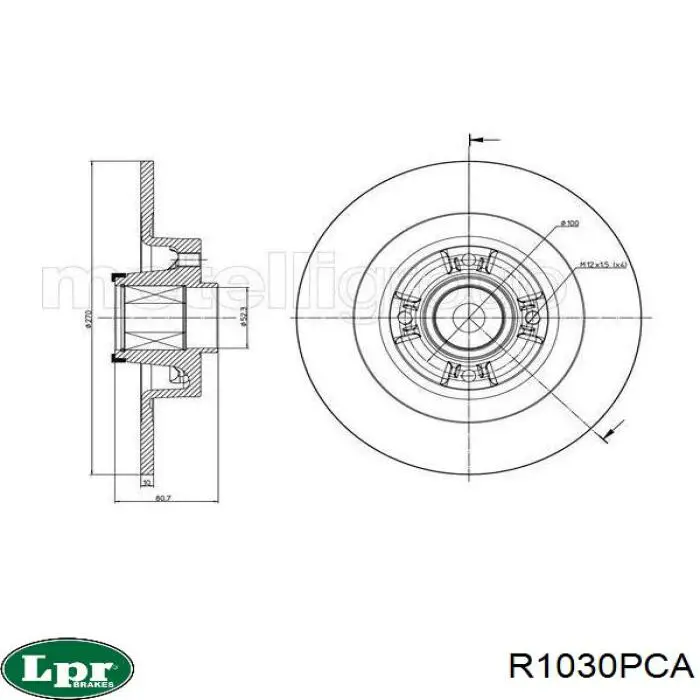 Задний тормозной диск LPR R1030PCA цена, от 66.92 USD