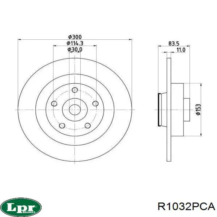 Задний дисковый тормоз LPR R1032PCA