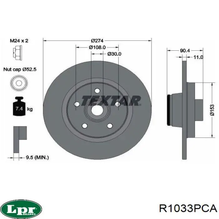 Задний тормозной диск LPR R1033PCA цена, от 64.56 USD