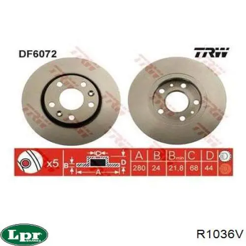Купить R1036V LPR Ротор тормозной