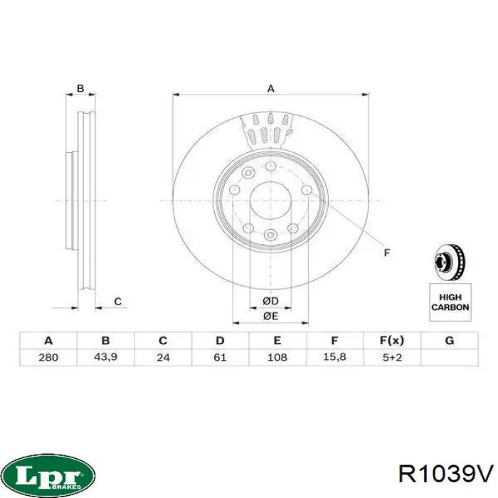 Купить R1039V LPR Ротор тормозной