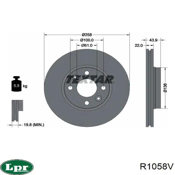 Купить R1058V LPR Ротор тормозной
