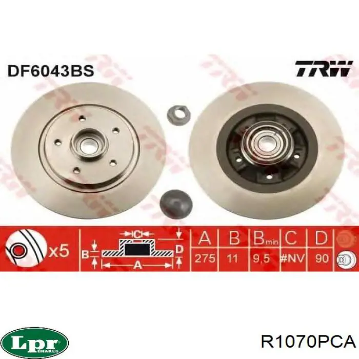 Купить R1070PCA LPR Диск тормозной задний