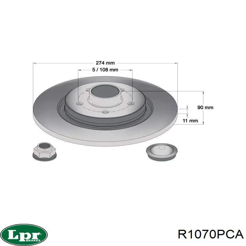 Задний тормозной диск LPR R1070PCA цена, от 72.14 USD