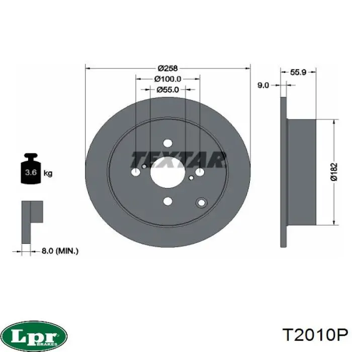 Задний тормозной диск LPR T2010P цена, от 21.13 USD