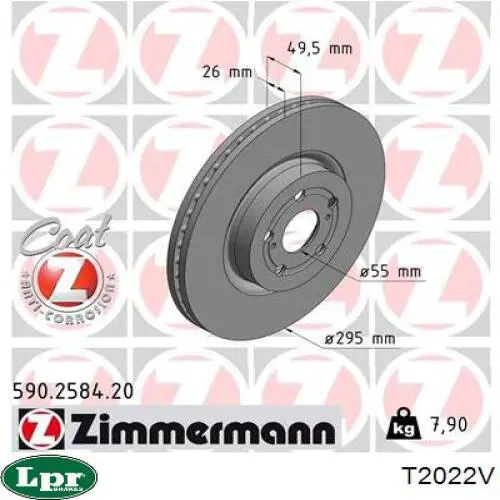 Передние тормозные диски T2022V LPR