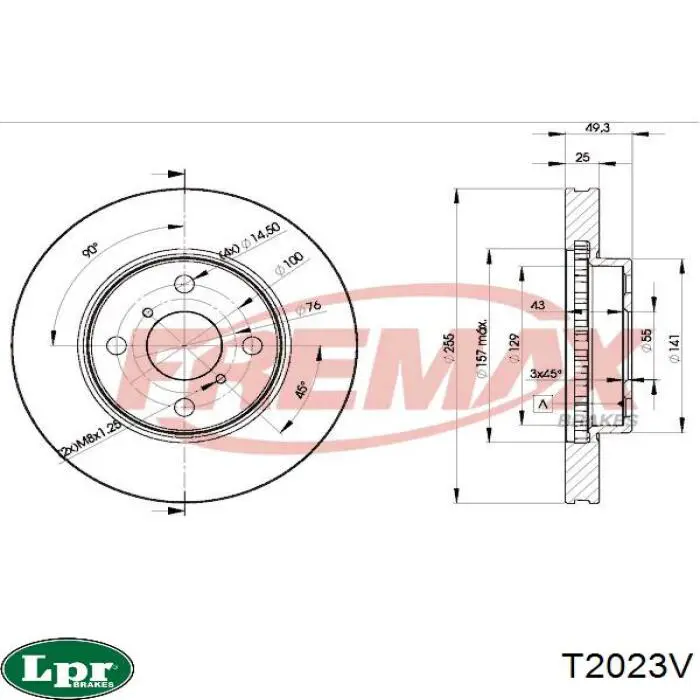 T2023V LPR Диск тормозной передний