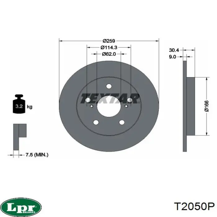Задний дисковый тормоз LPR T2050P