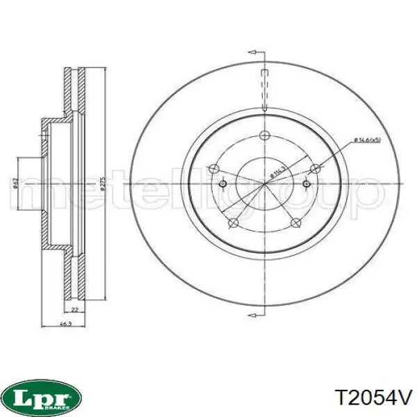 Передний тормозной диск LPR T2054V