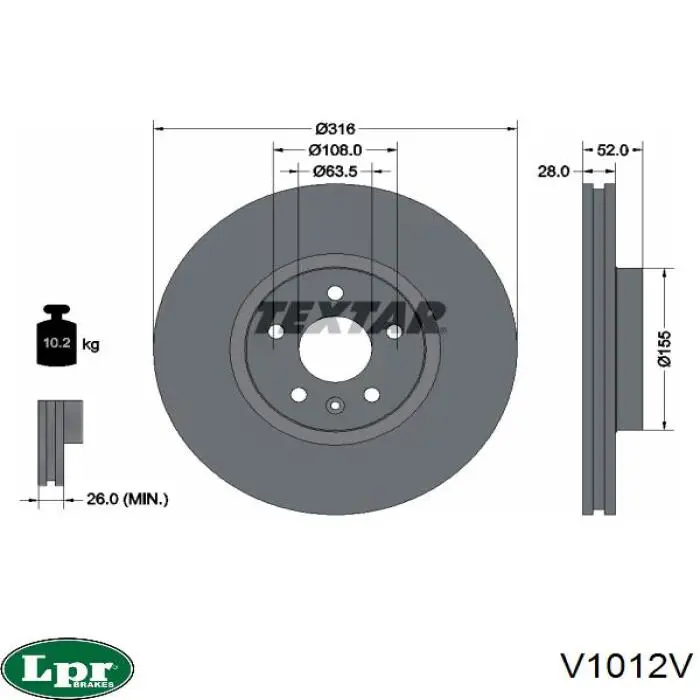Передние тормозные диски V1012V LPR