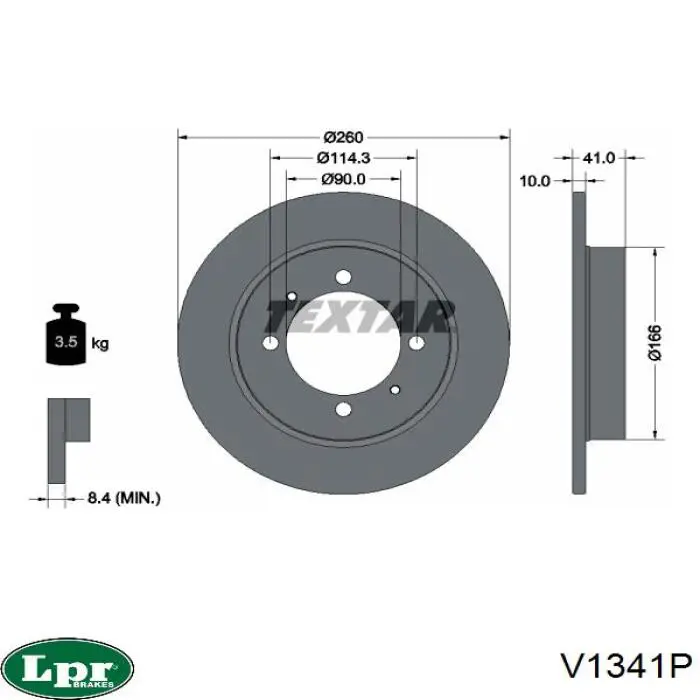 Задний тормозной диск LPR V1341P цена, от 18.52 USD