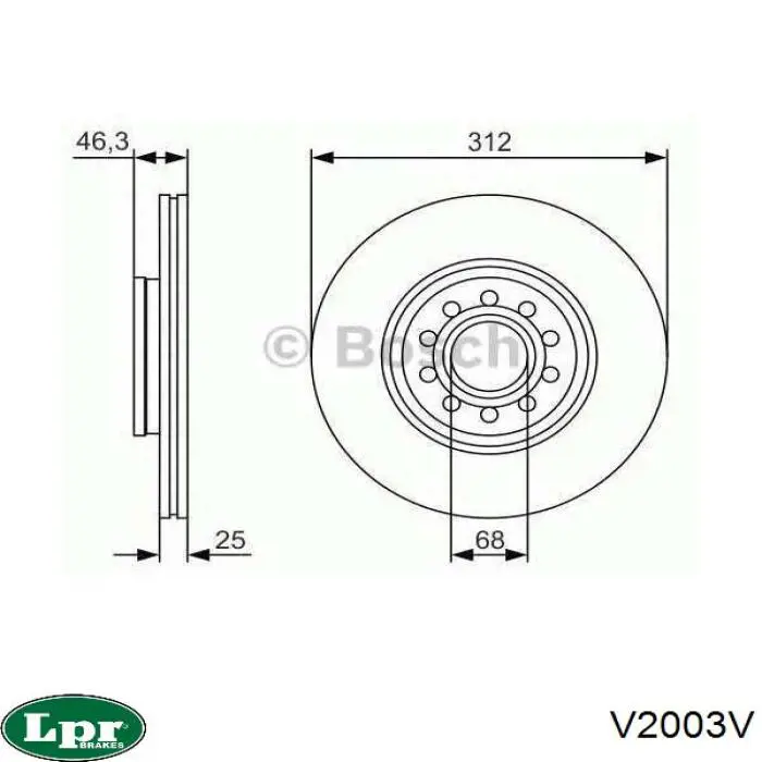V2003V LPR Диск тормозной передний