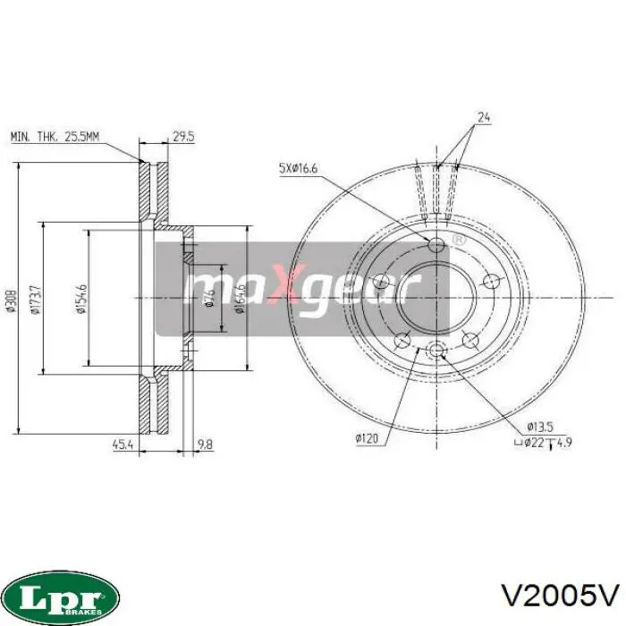 Передние тормозные диски V2005V LPR