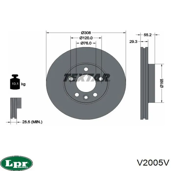 Тормоз дисковый передний LPR V2005V цена, от 63.00 USD