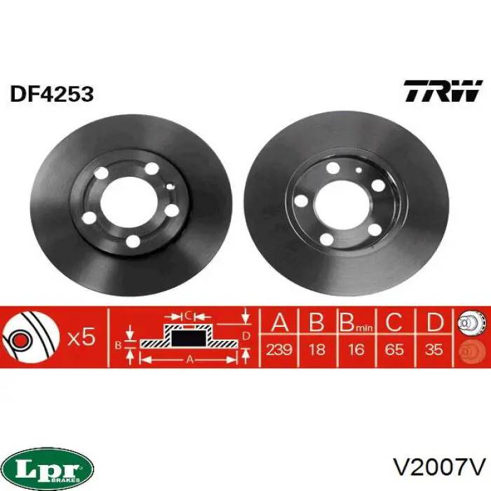 Передние тормозные диски V2007V LPR
