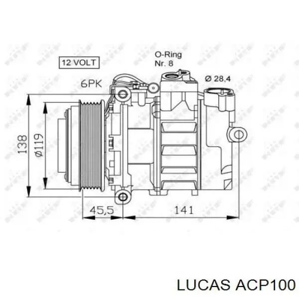 Компрессор системы кондиционирования Lucas ACP100 цена, от 98.65 USD