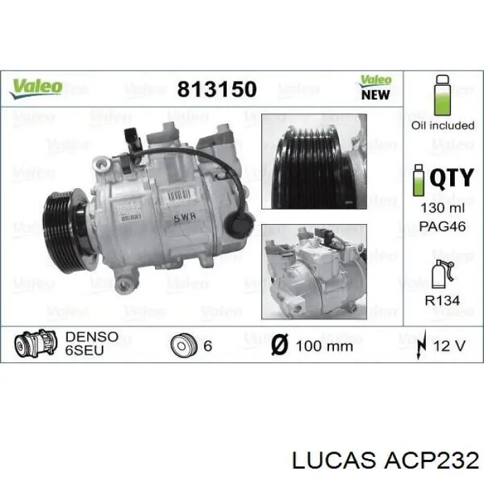 Компрессор системы кондиционирования Lucas ACP232 цена, от 300.02 USD