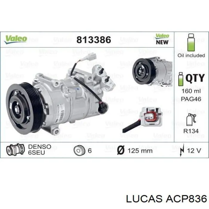 ACP836 Lucas компрессор кондиционера