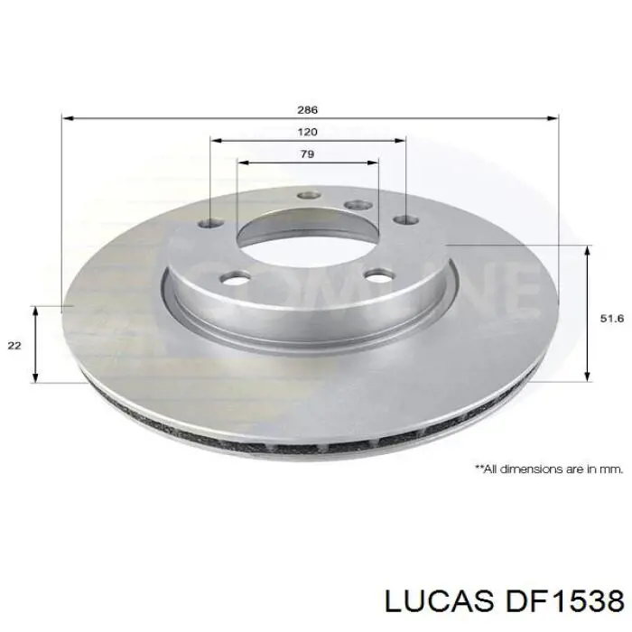 DF1538 Lucas диск тормозной передний