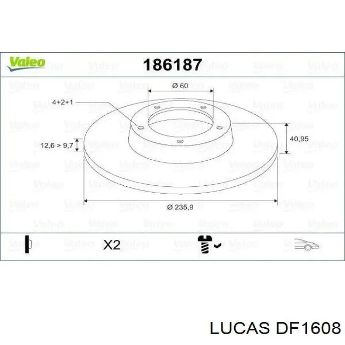 DF1608 Lucas диск тормозной передний
