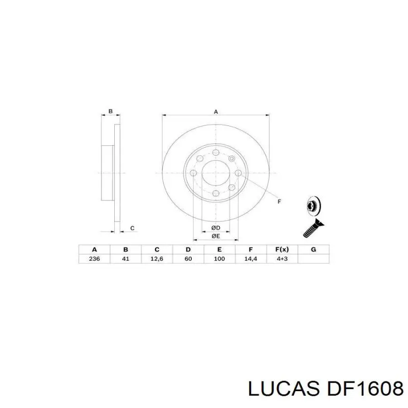 DF1608 Lucas Диск тормозной передний