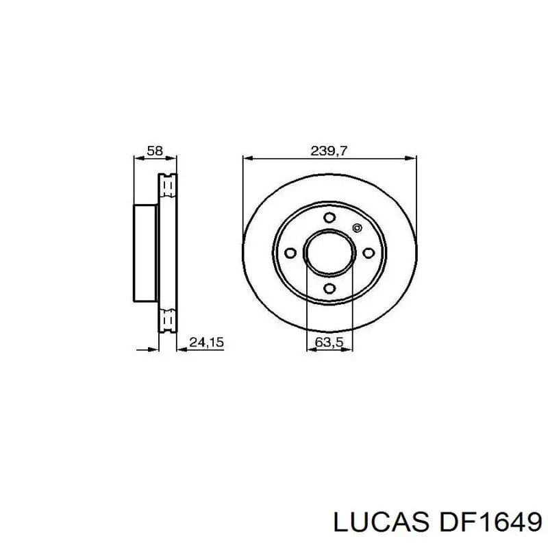 Передние тормозные диски DF1649 Lucas