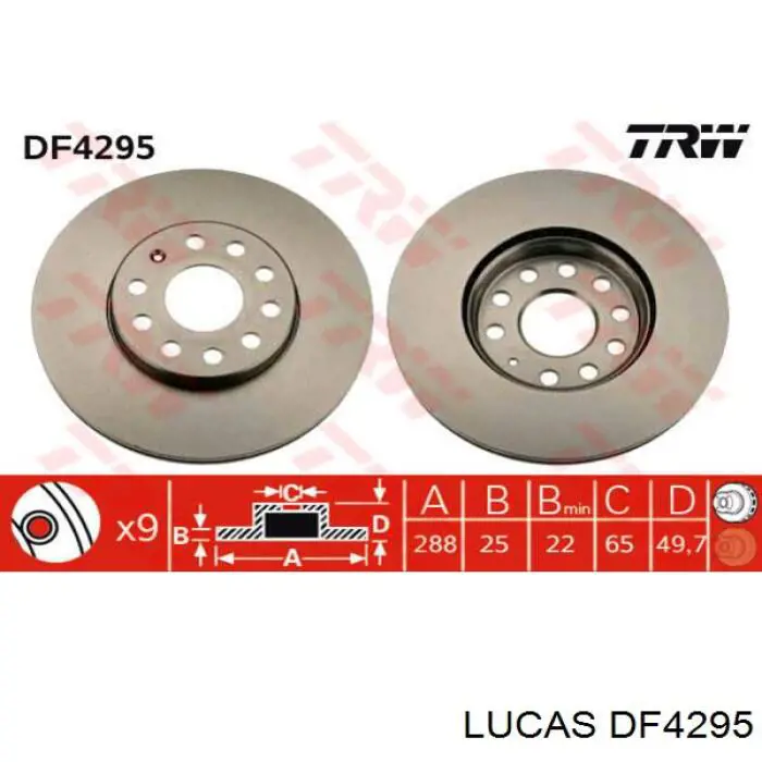DF4295 Lucas диск тормозной передний