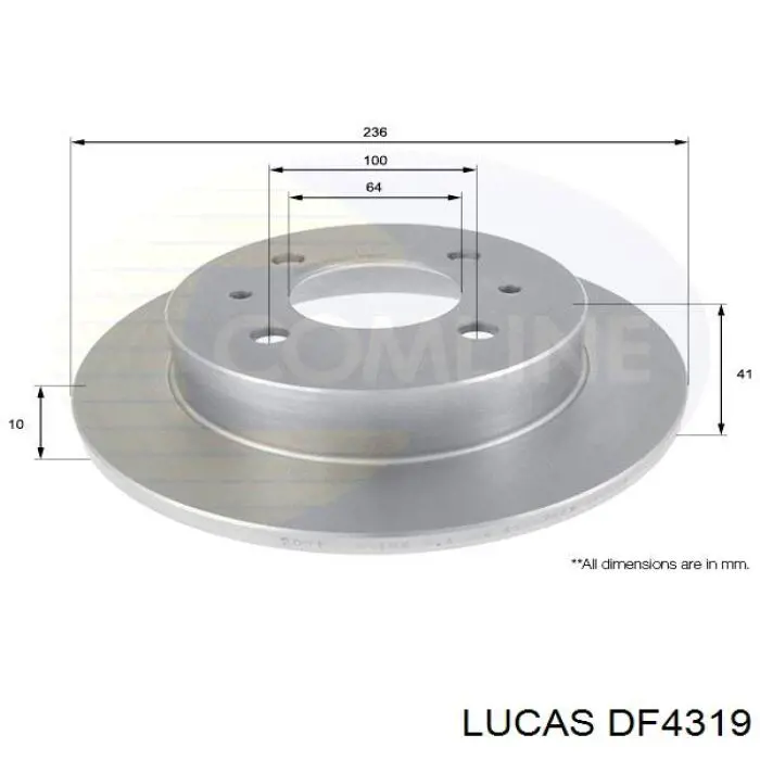 DF4319 Lucas диск тормозной задний
