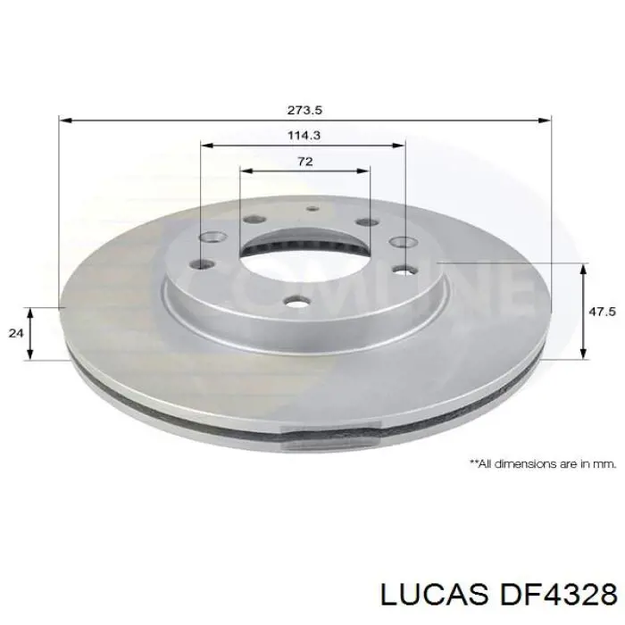 DF4328 Lucas диск тормозной передний