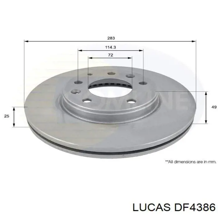 DF4386 Lucas диск тормозной передний