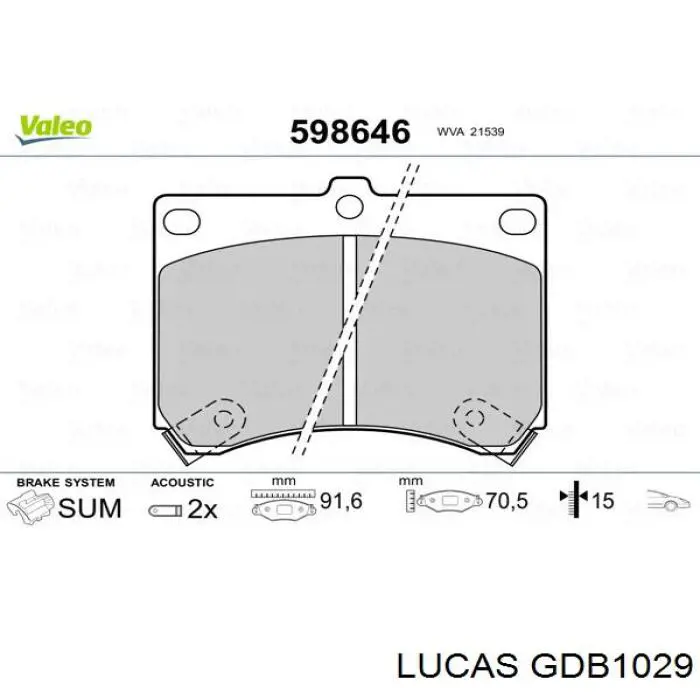 GDB1029 Lucas колодки тормозные передние дисковые