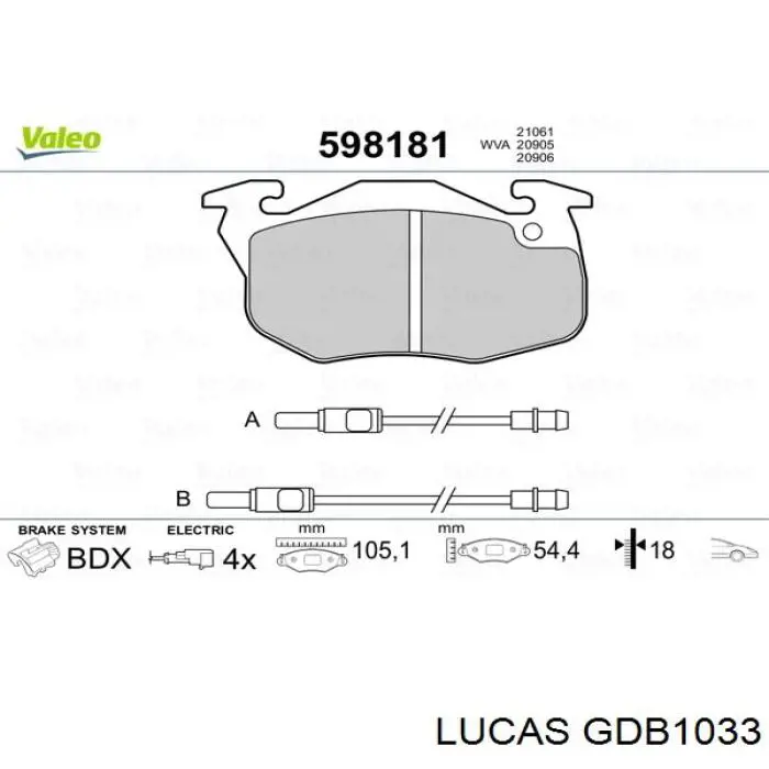 GDB1033 Lucas передние тормозные колодки