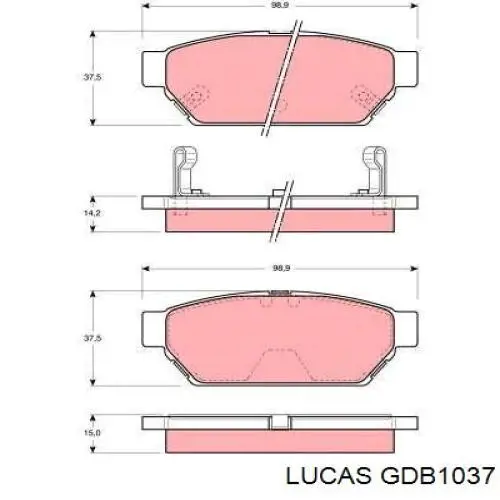 Передние тормозные колодки GDB1037 Lucas