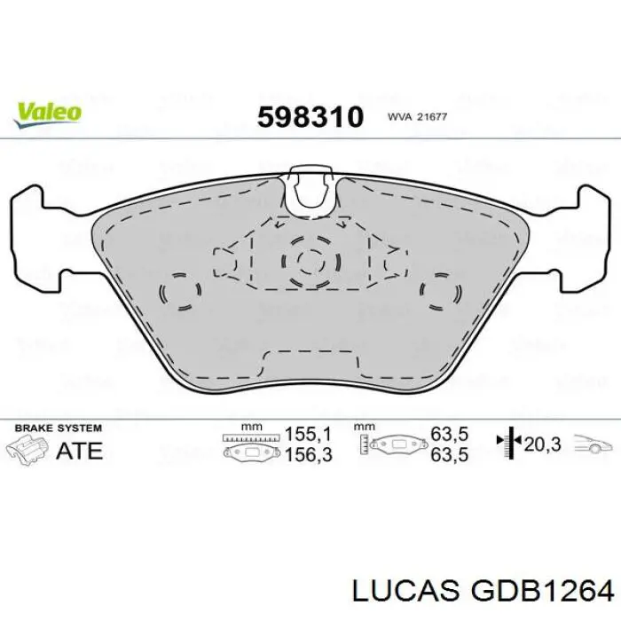 GDB1264 Lucas передние тормозные колодки