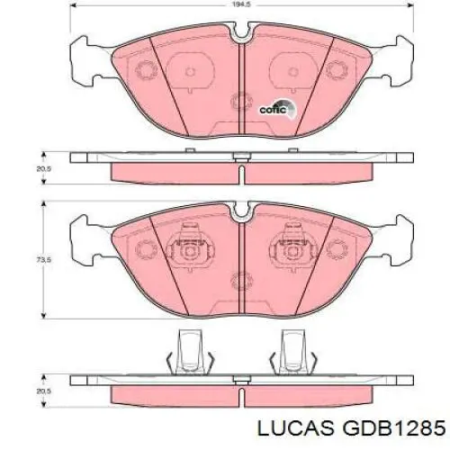 GDB1285 Lucas колодки тормозные передние дисковые