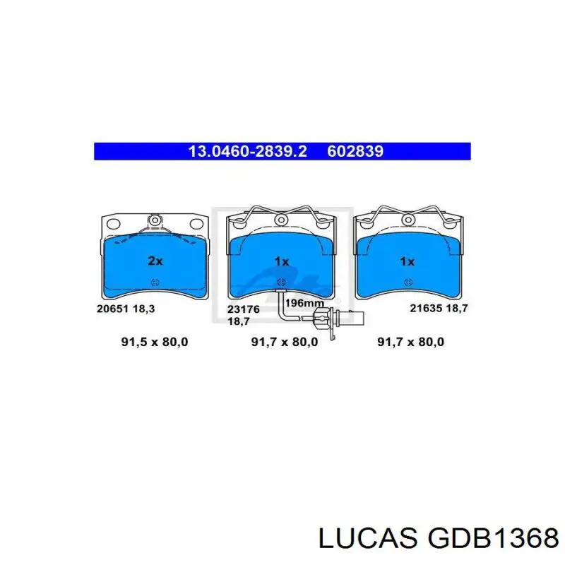 Купить GDB1368 Lucas Колодки тормозные