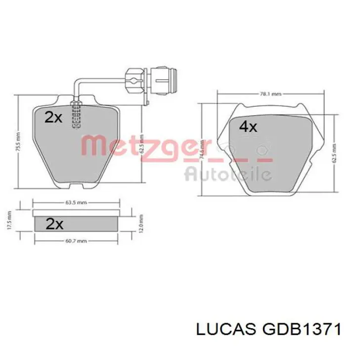 Передние тормозные колодки GDB1371 Lucas